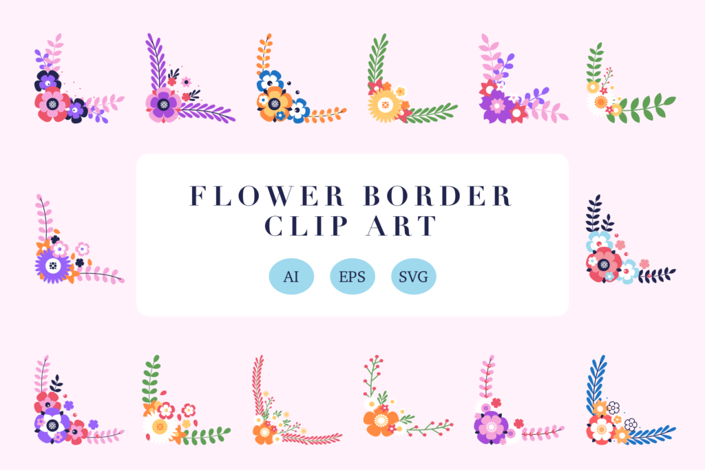 Flower Border Clip Art | Designspace