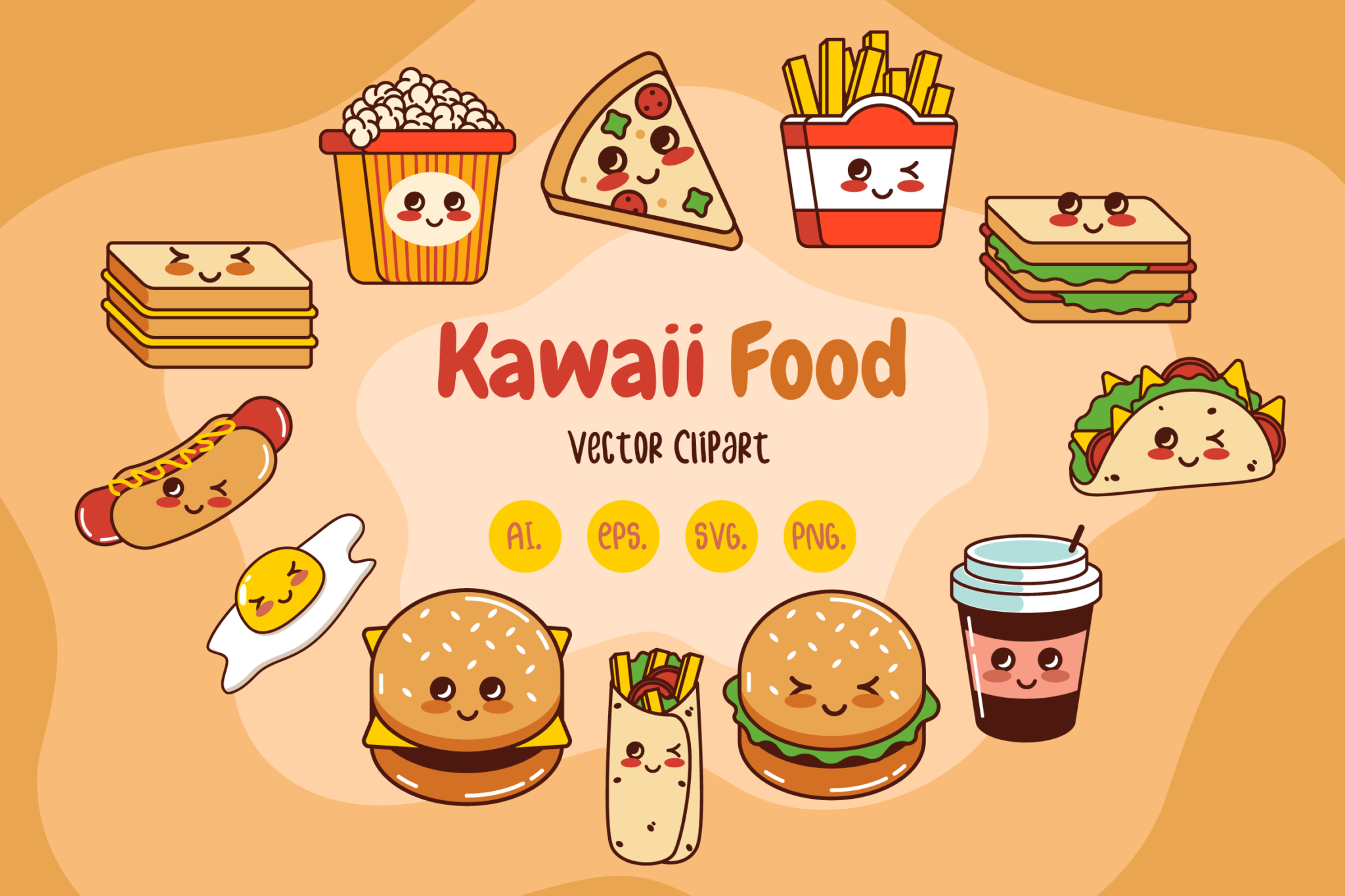 Kawai Food Clipart | Designspace