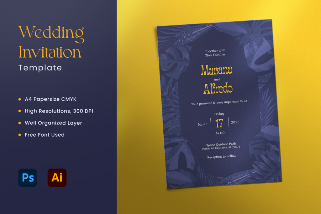 Navy Blue Wedding Invitation | Designspace
