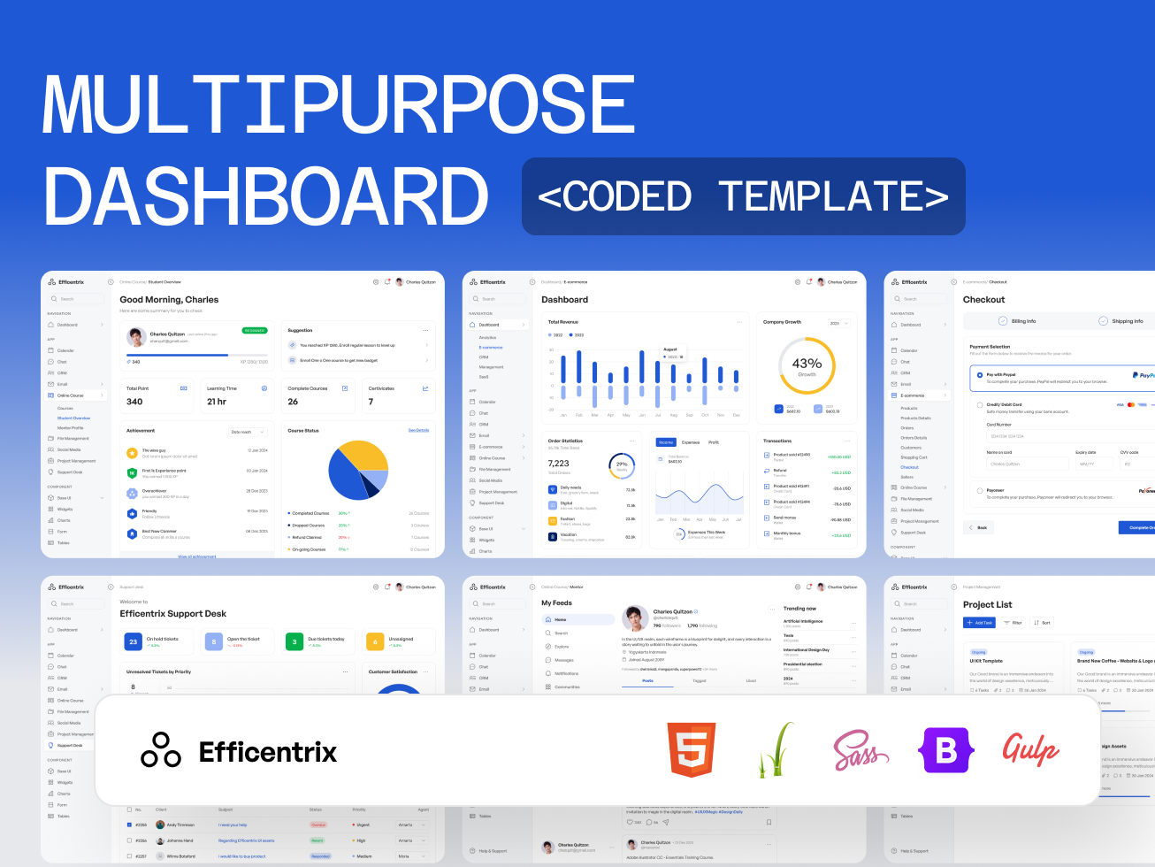 Efficentrix: The Ultimate Multipurpose Dashboard Coded Template