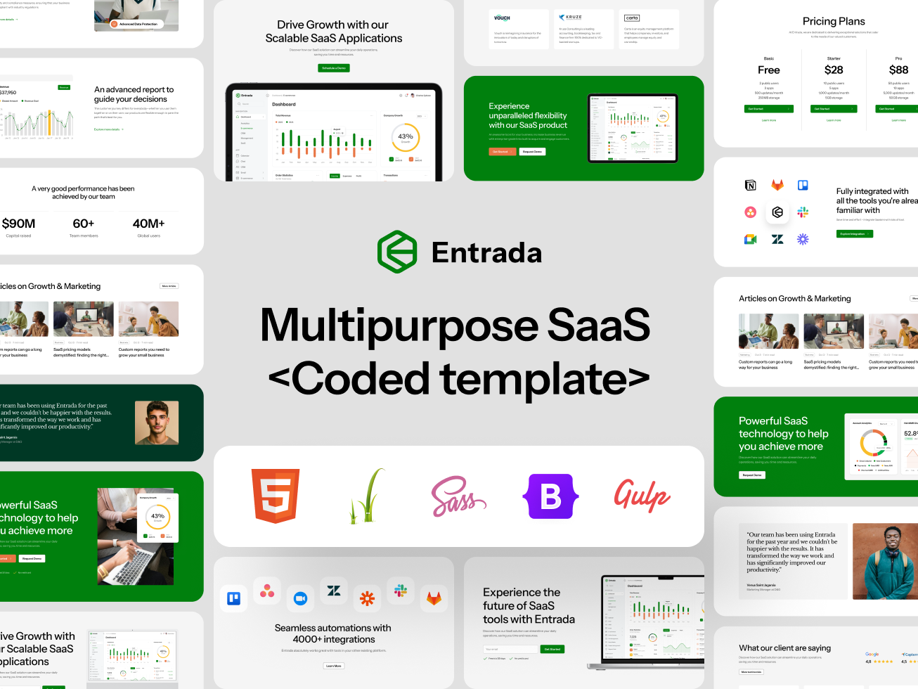 Entrada: Responsive SaaS Website Coded Template