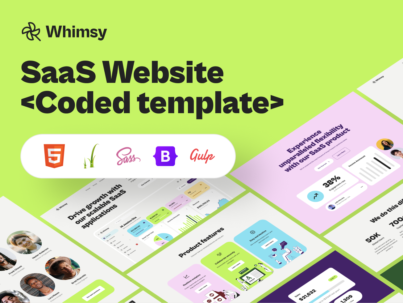 Whimsy: Responsive SaaS Website Coded Template