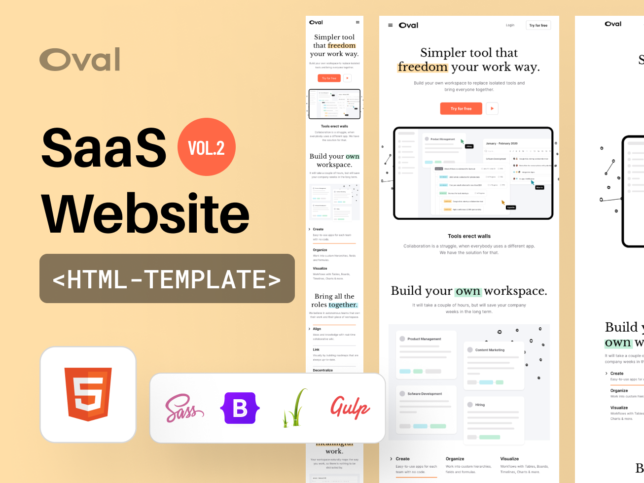 Oval: SaaS Website HTML Template - vol. 2