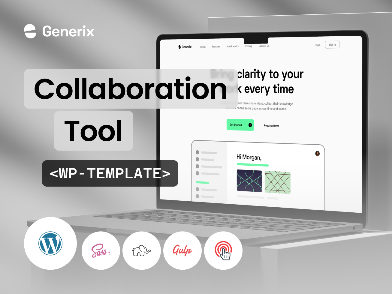 Generix: Collaboration Tool SaaS Landing Page Wordpress Template
