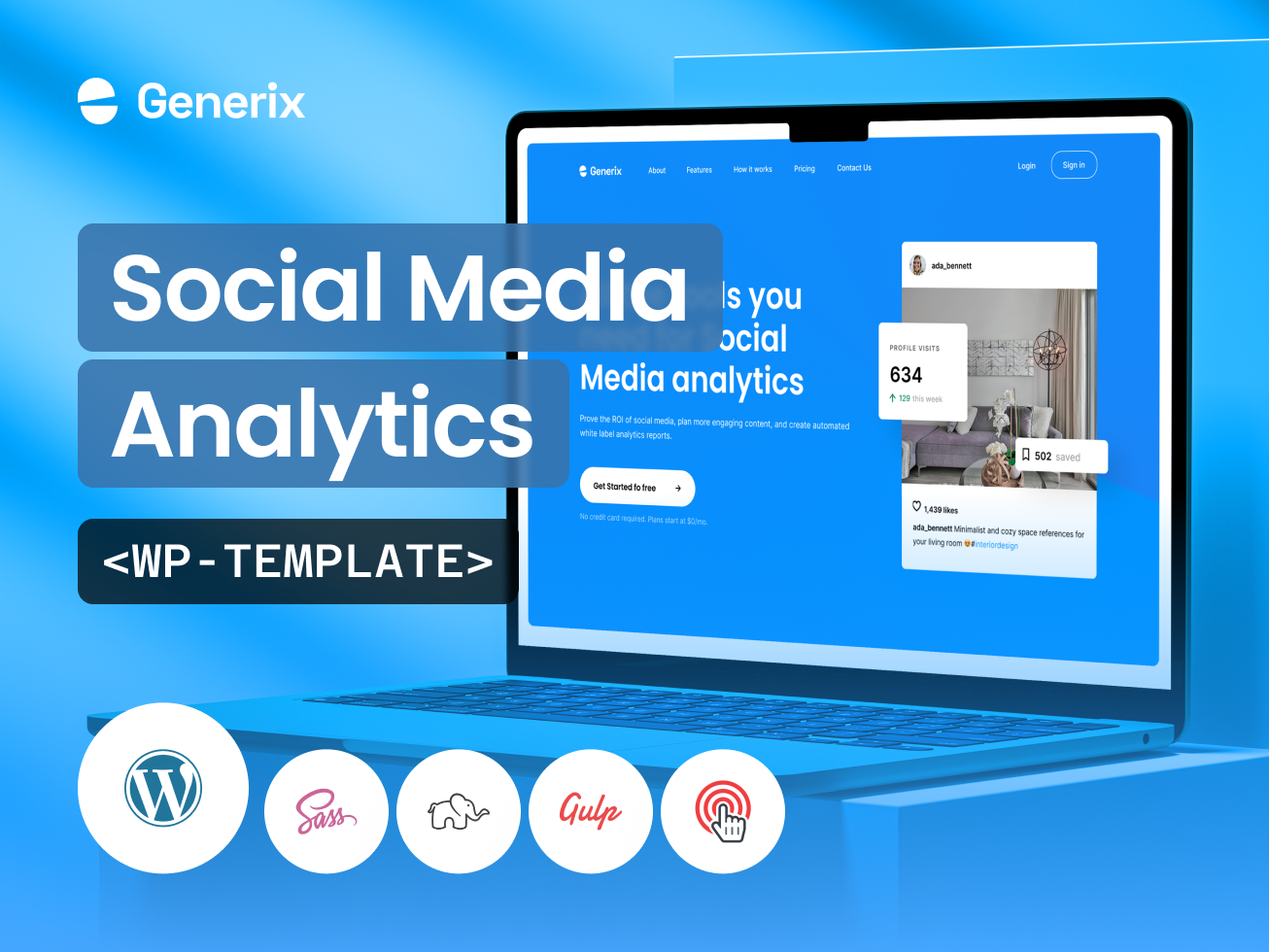 Generix: Social Media Analytics Landing Page Wordpress Template