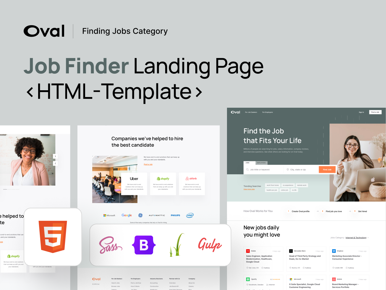 Oval: Job Finder Landing Page HTML Template