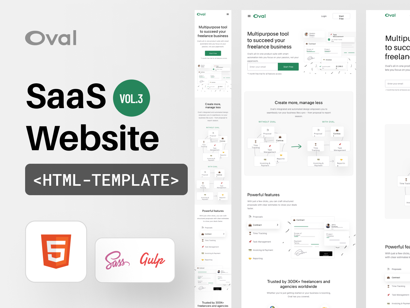 Oval: SaaS Website HTML Template - vol. 3