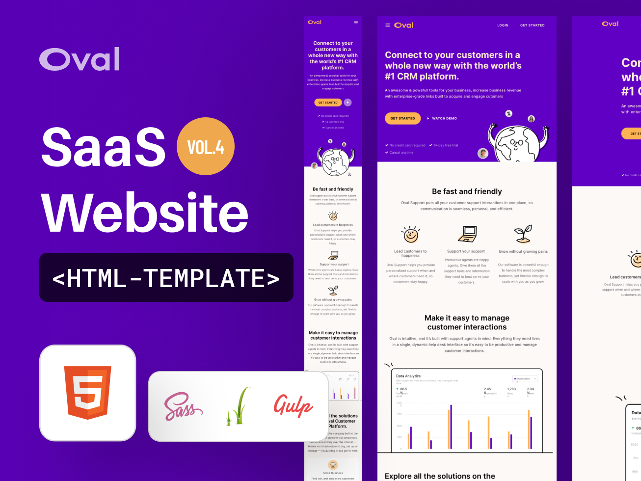 Oval: SaaS Website HTML Template - vol. 4