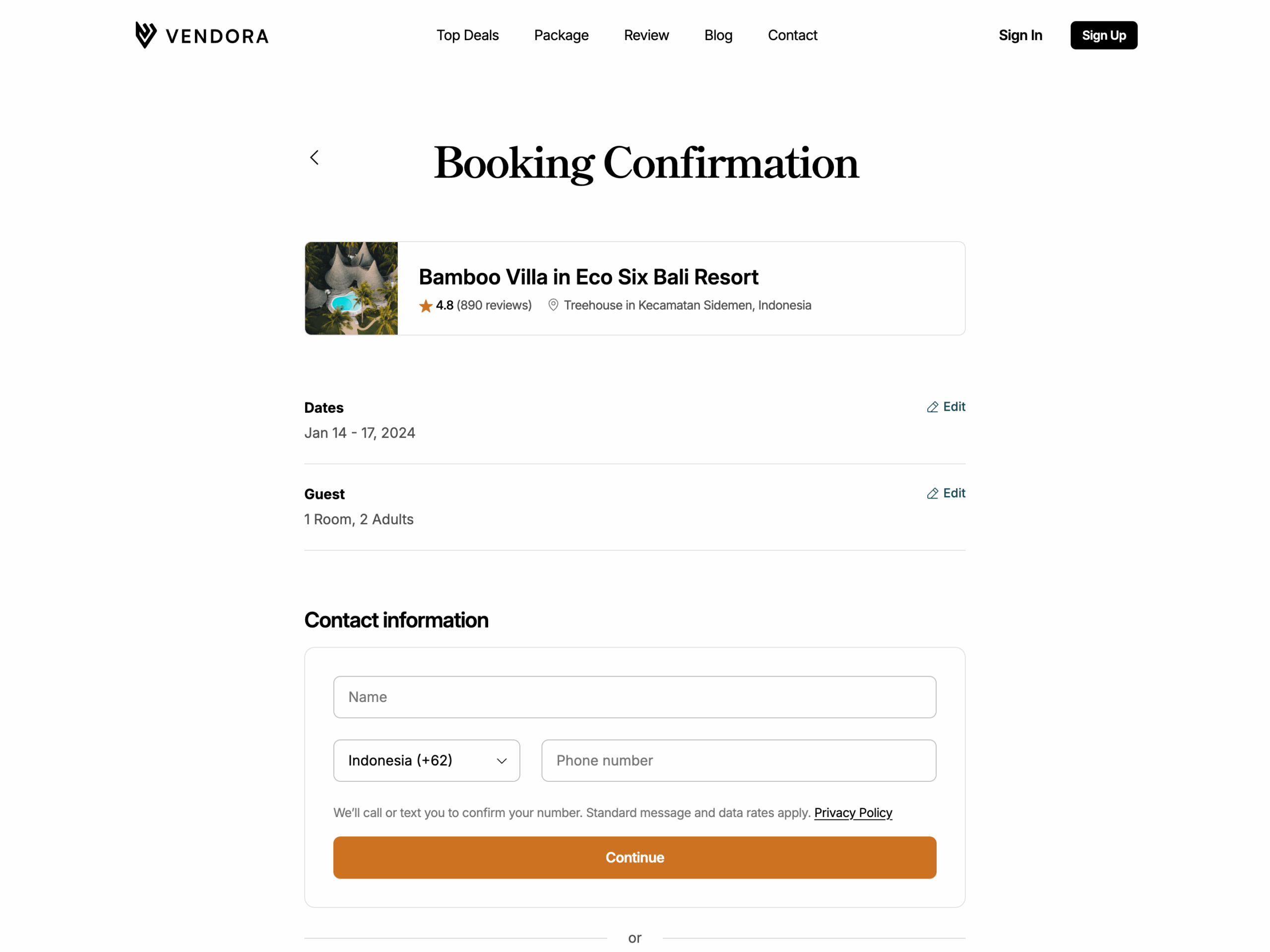 Booking Confirmation