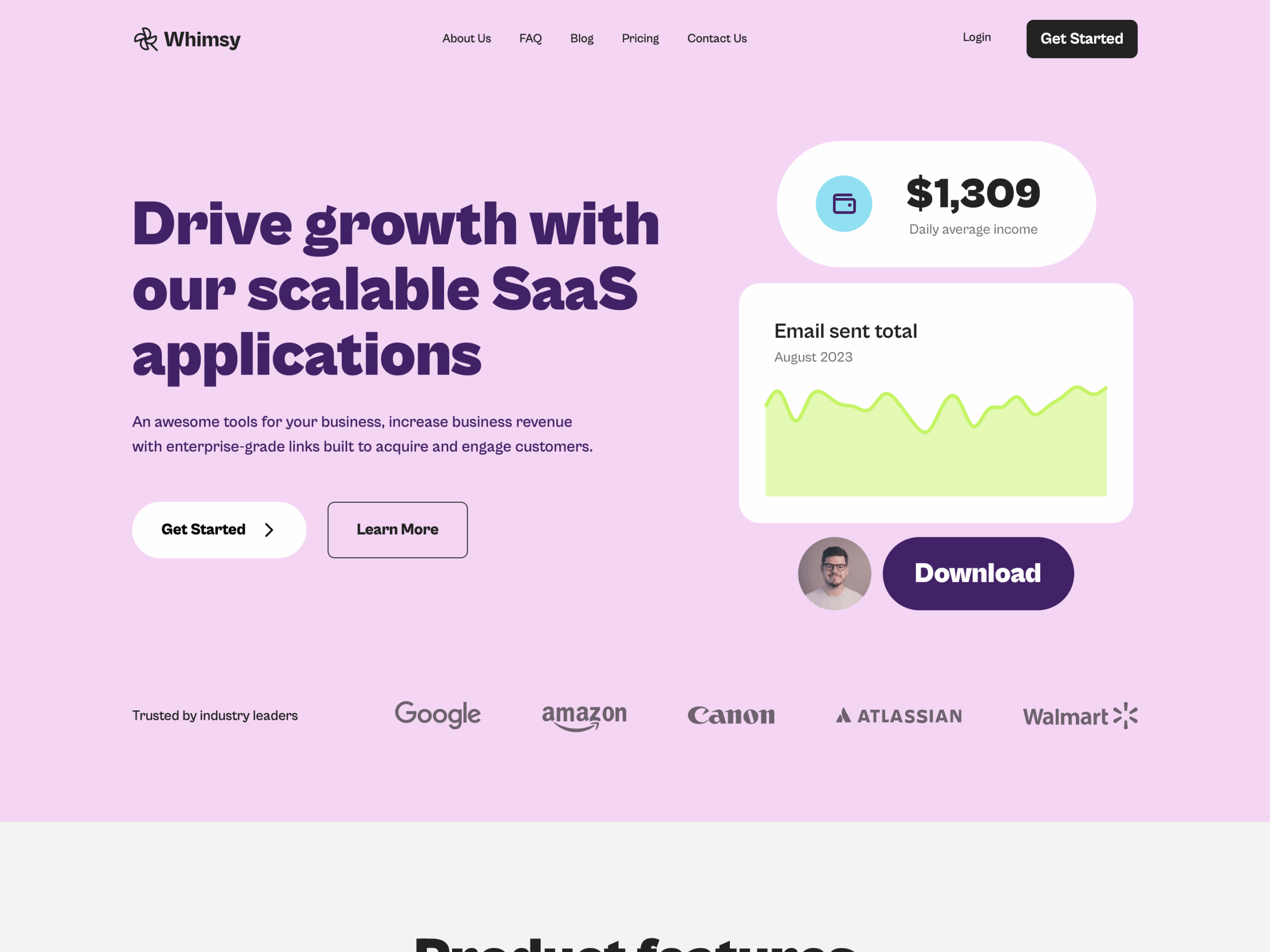 Whimsy: Responsive SaaS Website Coded Template