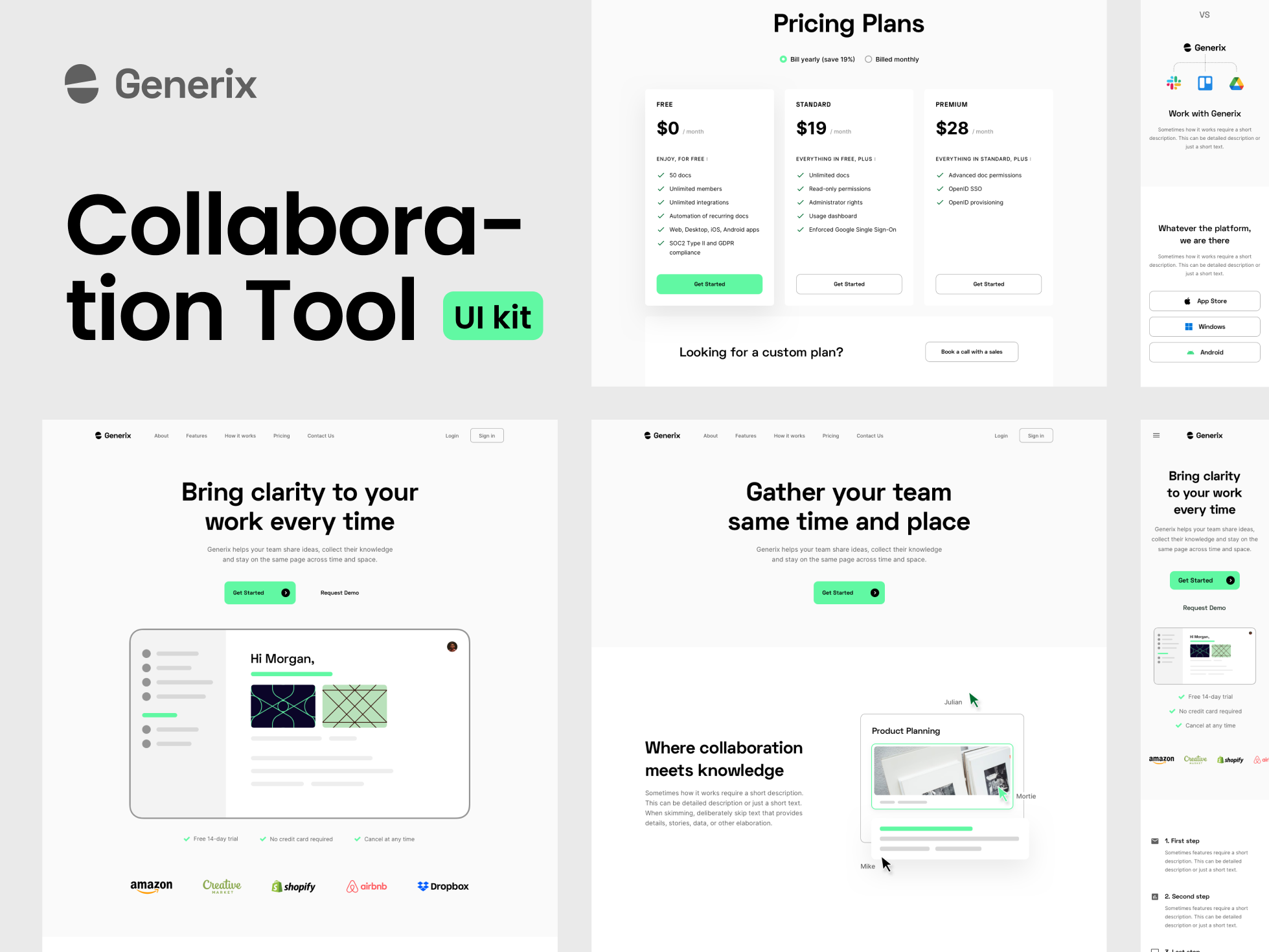 Generix: Collaboration Tool SaaS Landing Page UI Kit
