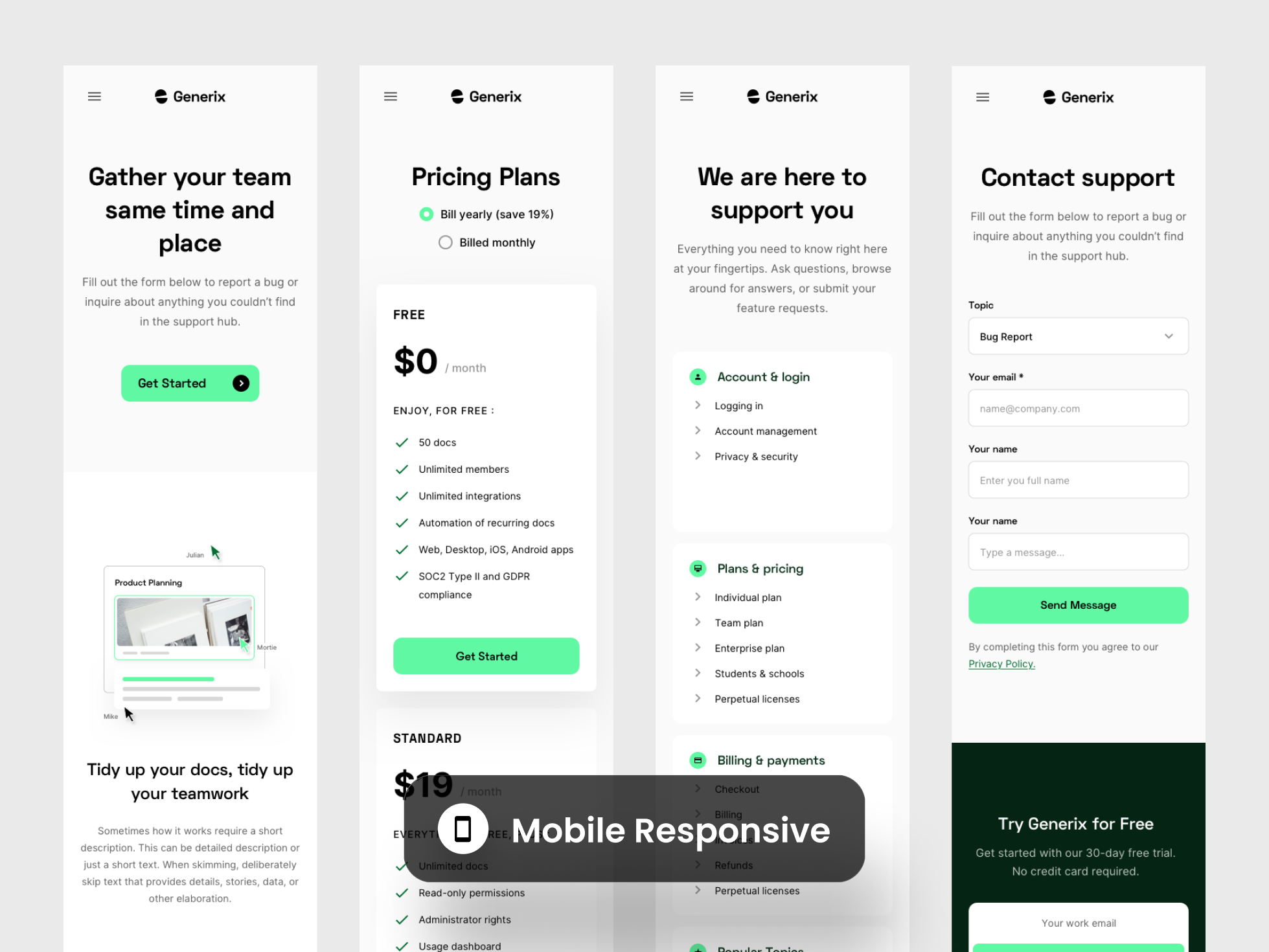 Generix: Collaboration Tool SaaS Landing Page UI Kit