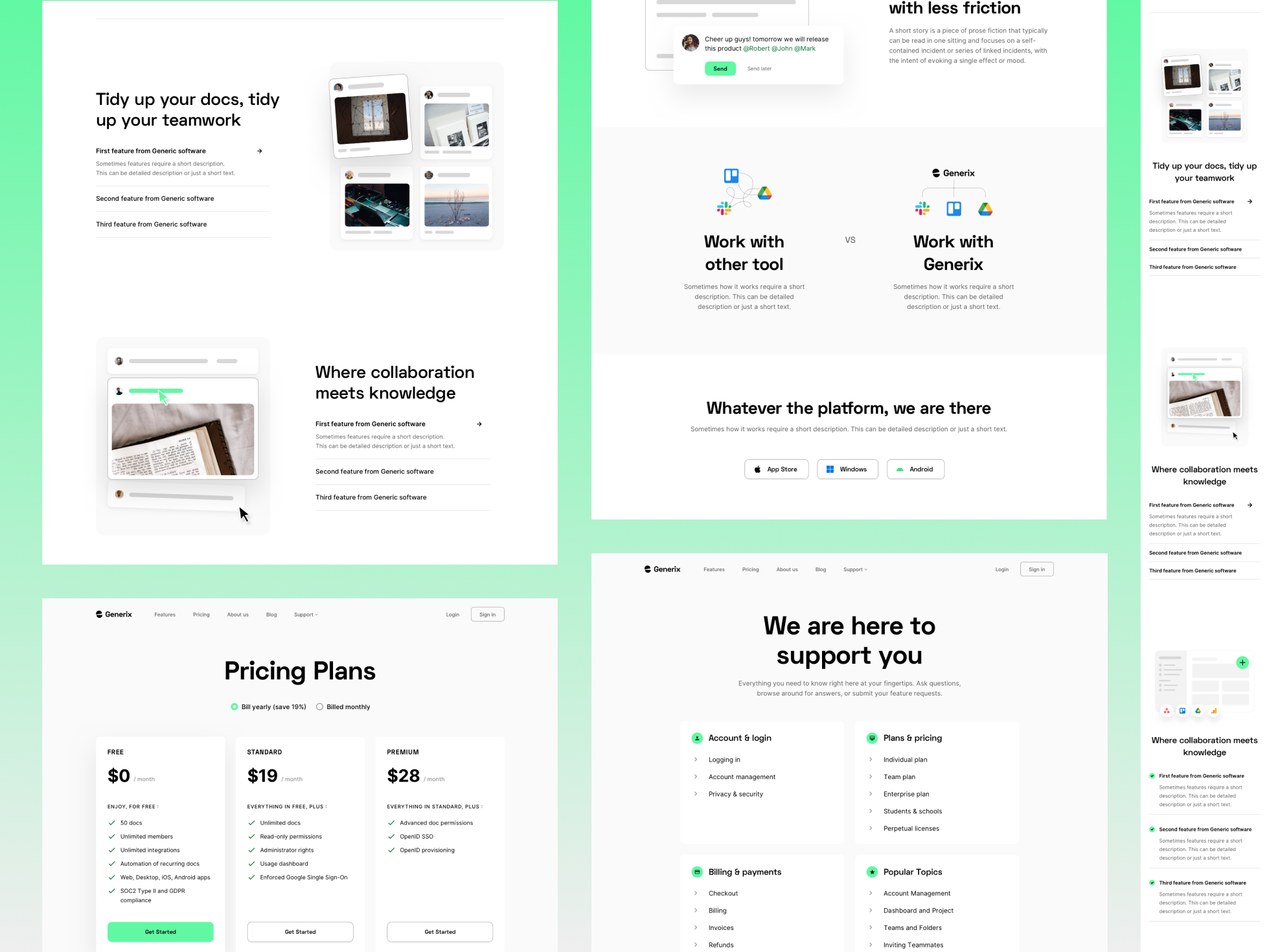 Generix: Collaboration Tool SaaS Landing Page UI Kit