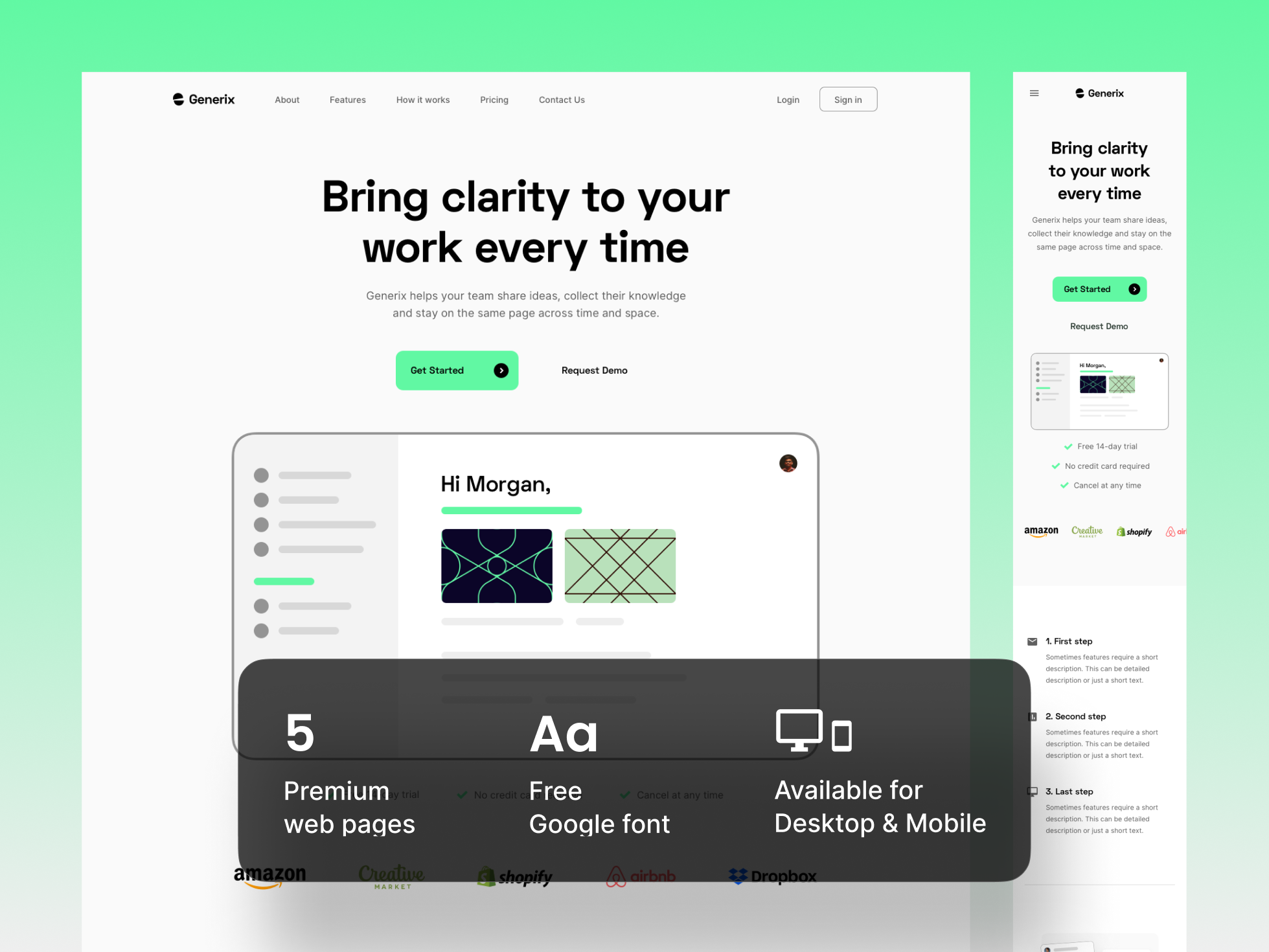 Generix: Collaboration Tool SaaS Landing Page UI Kit