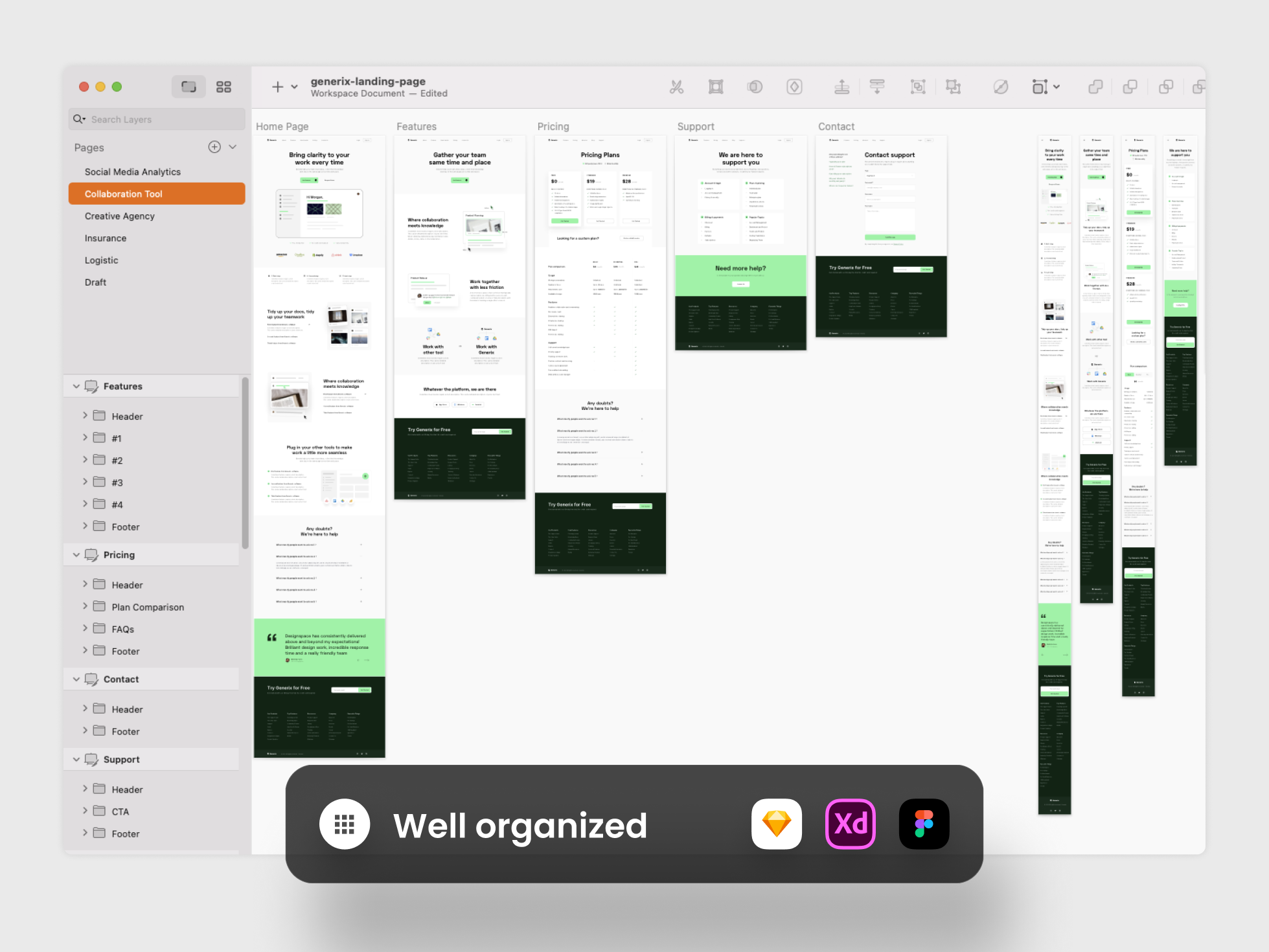 Generix: Collaboration Tool SaaS Landing Page UI Kit