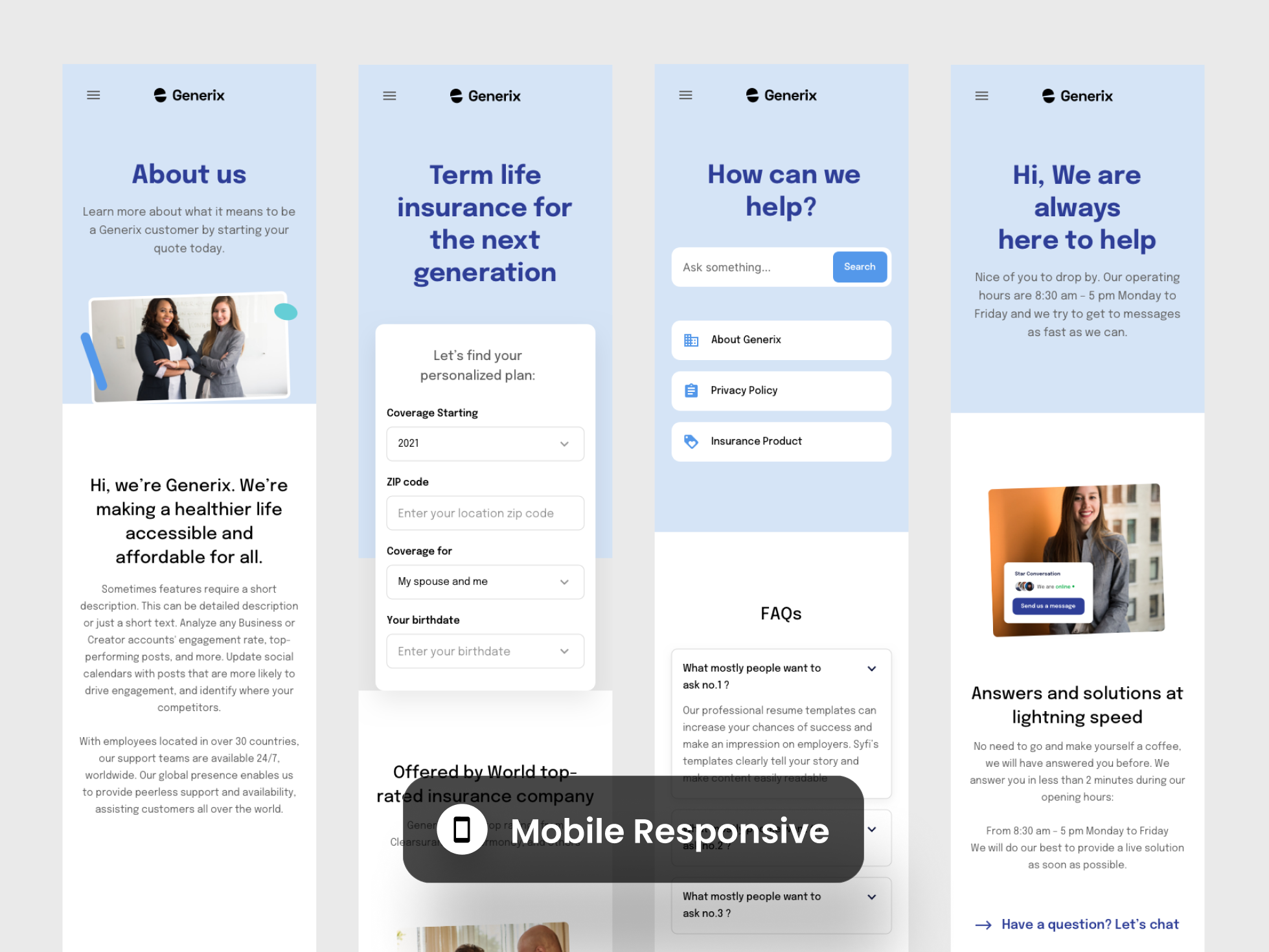 Generix: Insurance Landing Page UI Kit