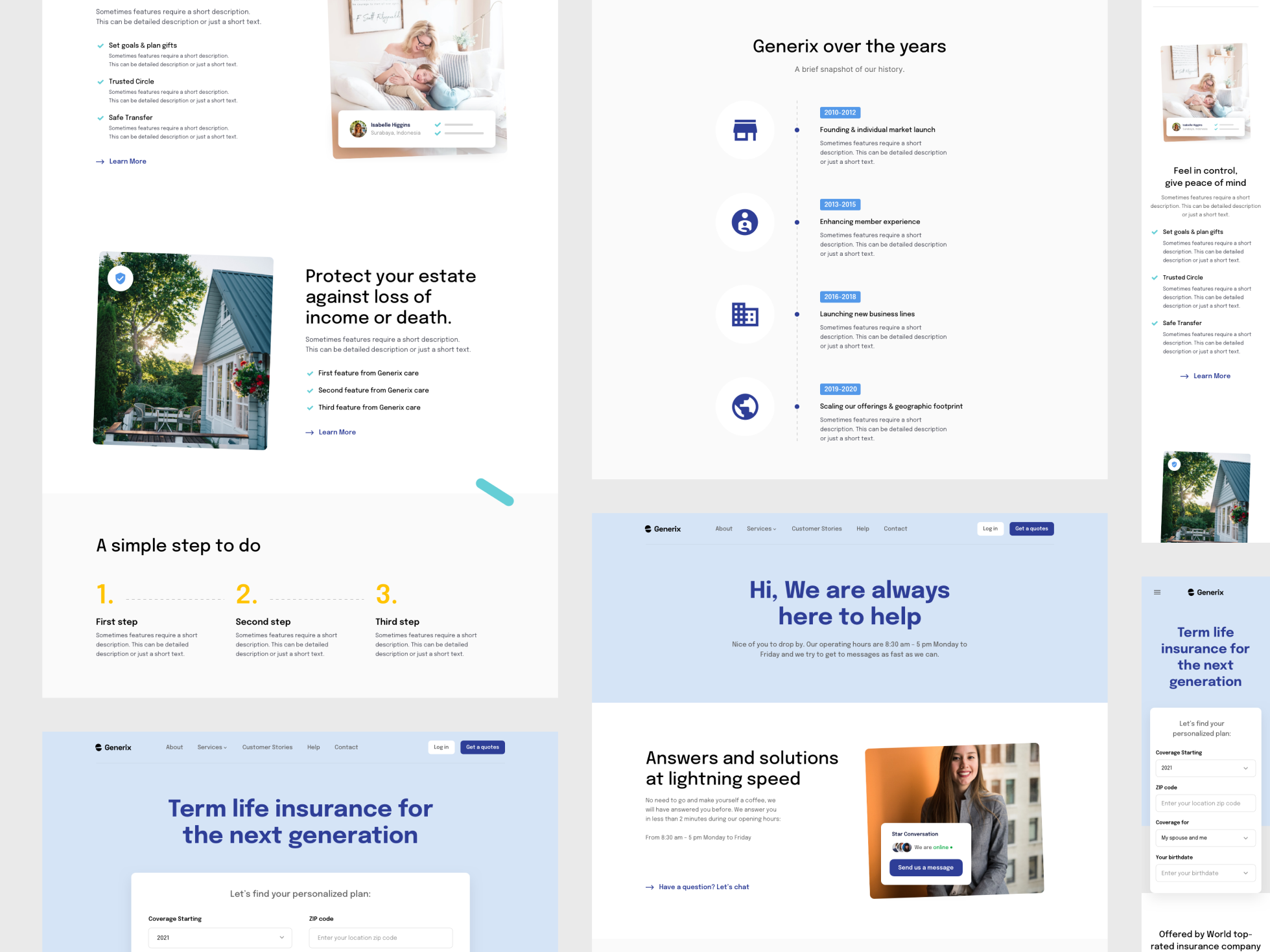 Generix: Insurance Landing Page UI Kit