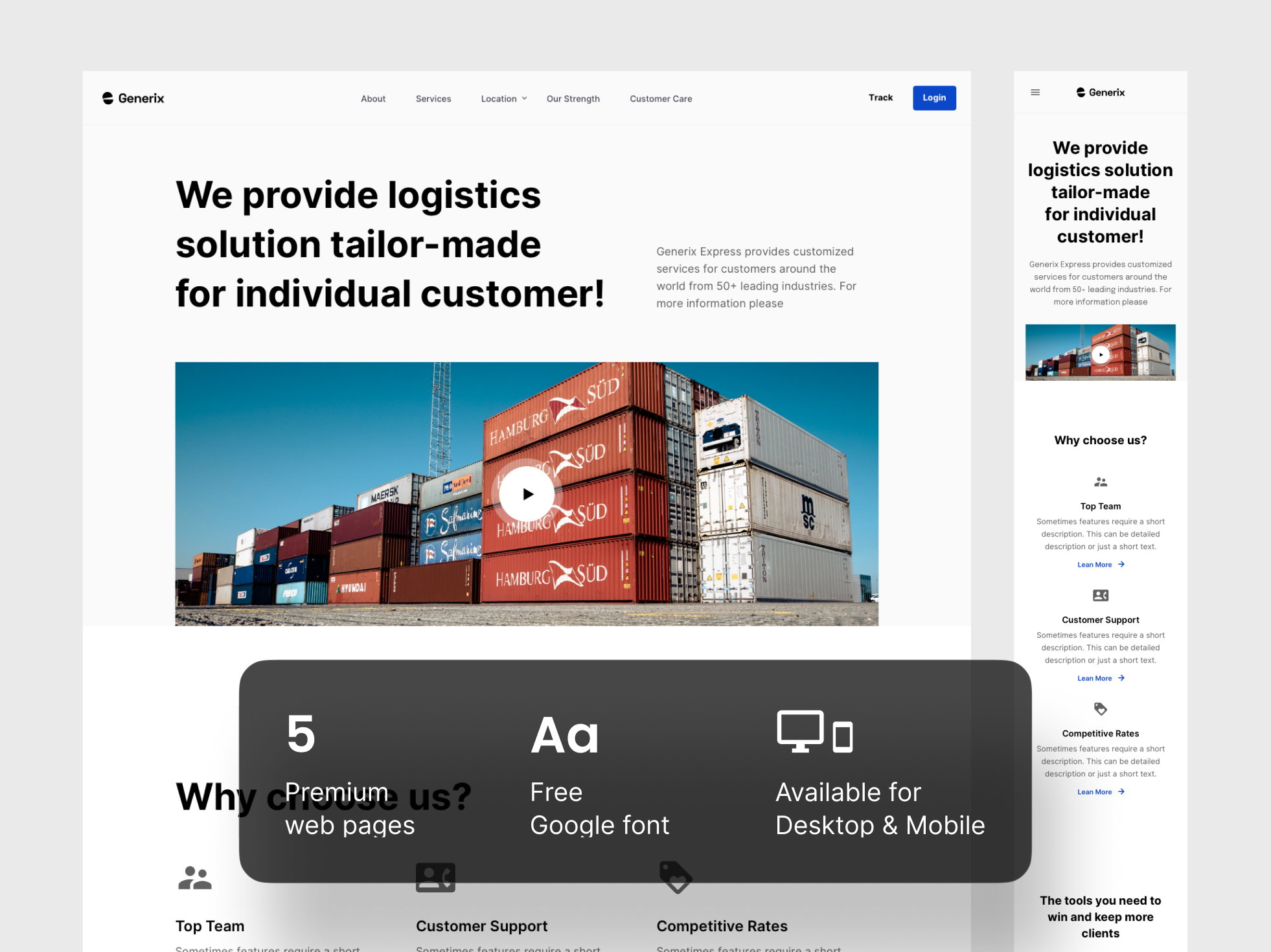 Generix: Shipping and Logistics SaaS Landing Page UI Kit