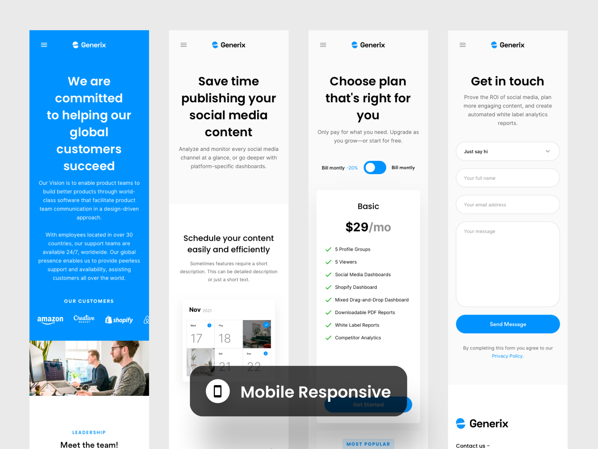 Generix: Social Media Analytics SaaS Landing Page UI Kit