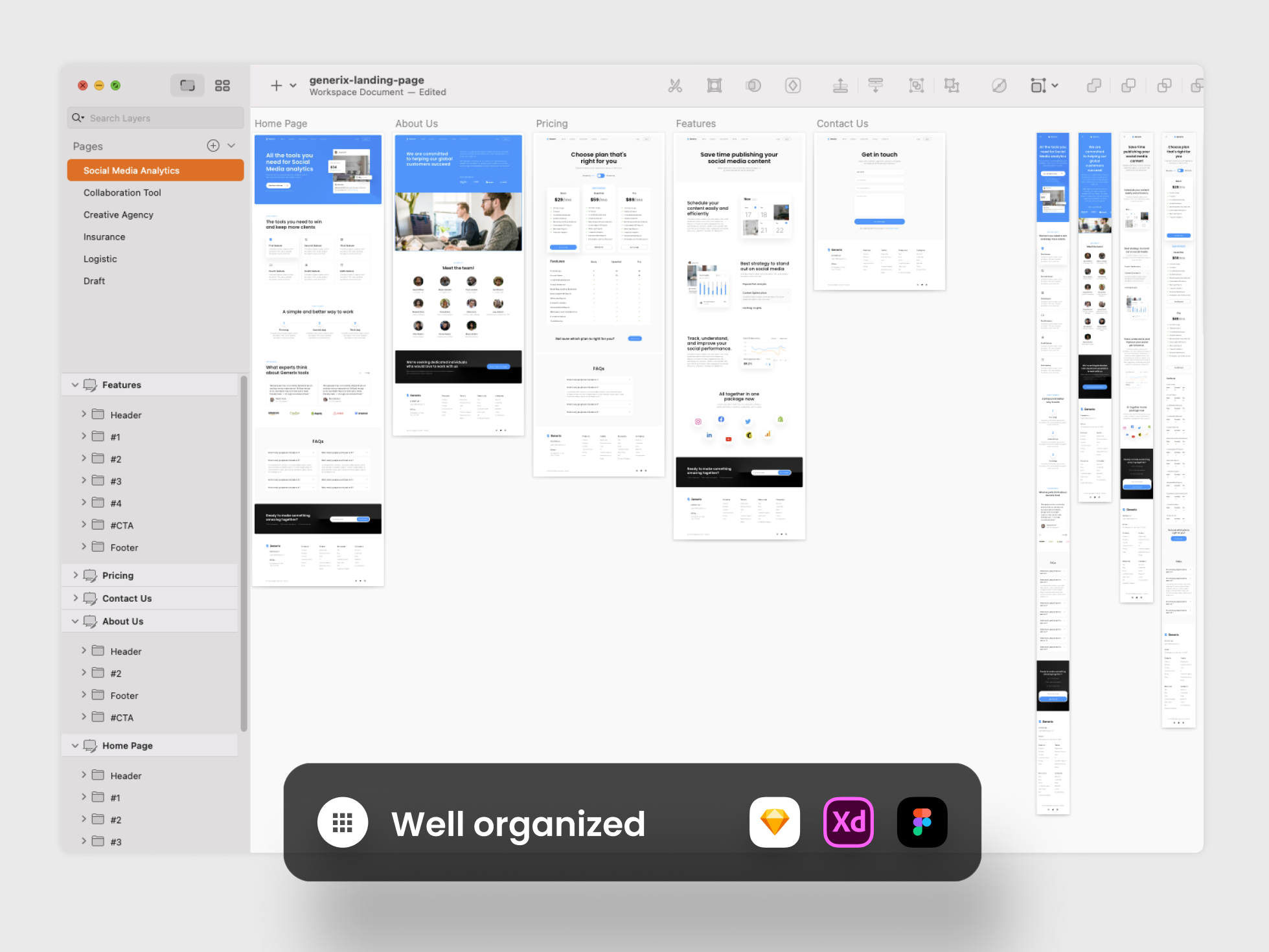Generix: Social Media Analytics SaaS Landing Page UI Kit