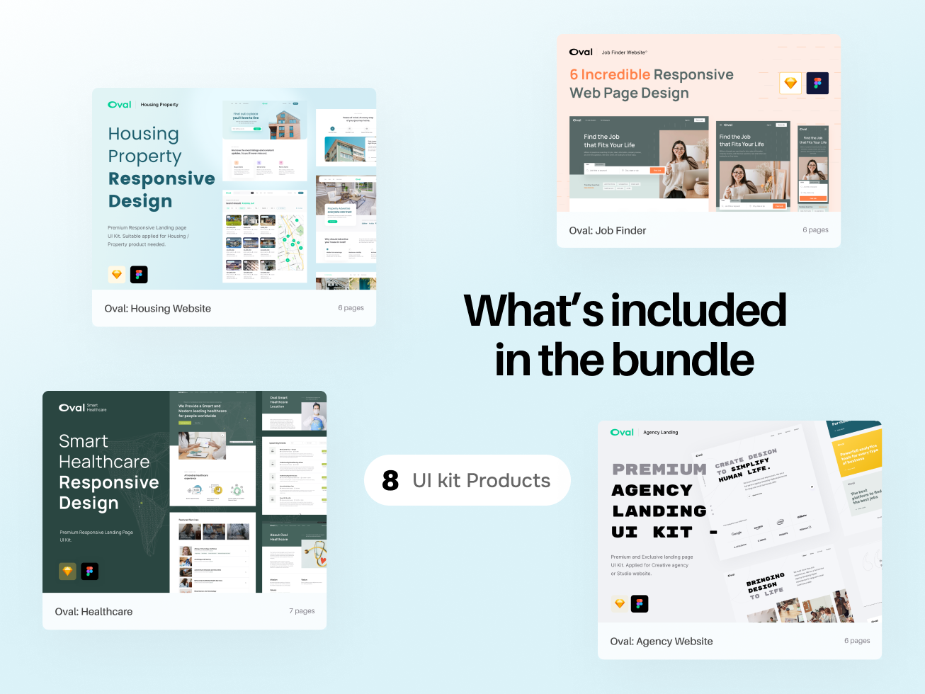 Oval Landing Page UI Kit Bundles (60% OFF)