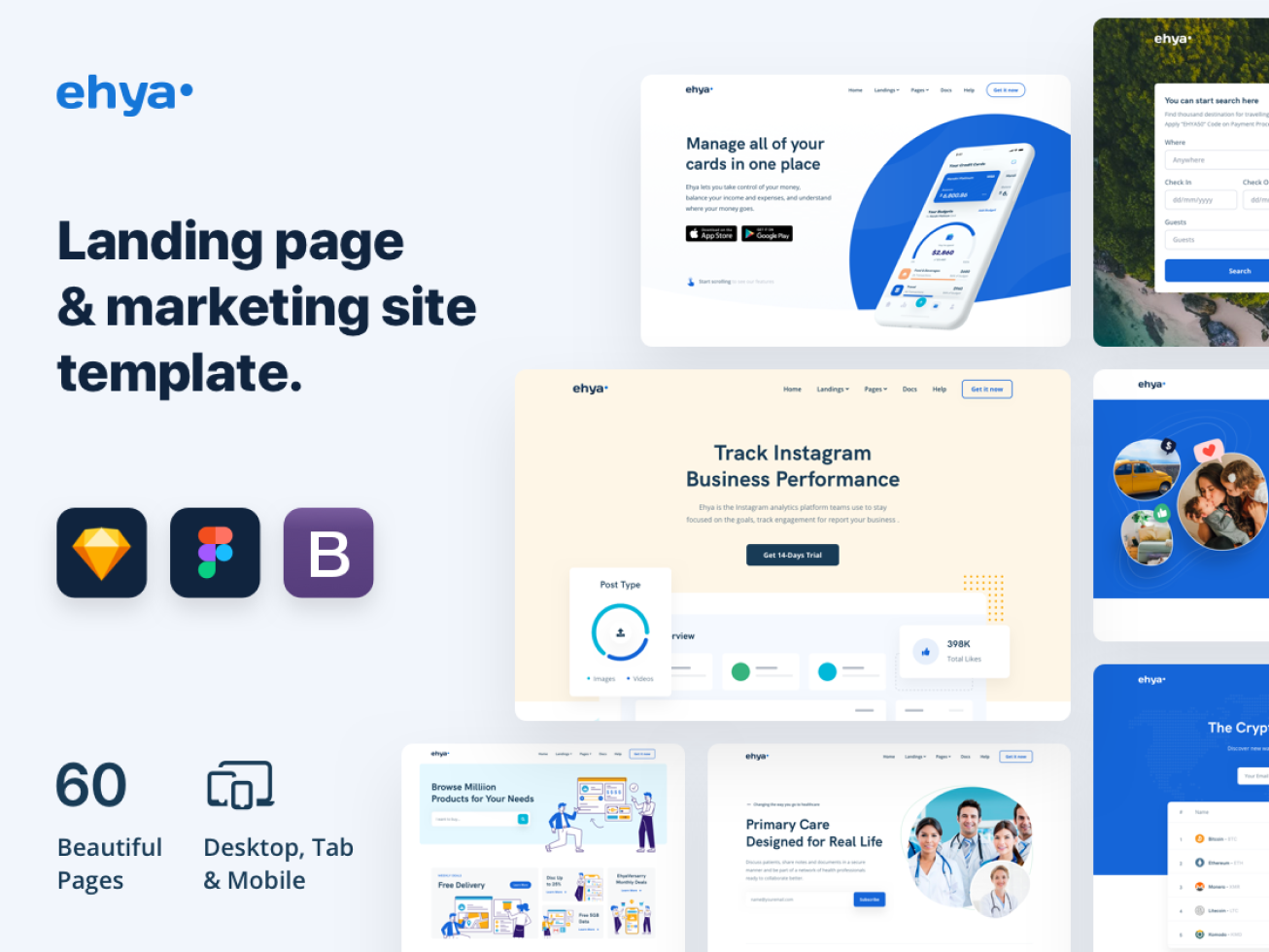 Ehya: Landing Page UI Kit & Coded Template