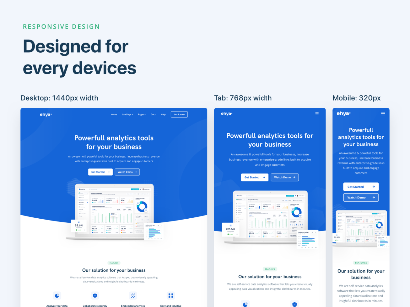 Ehya: Landing Page UI Kit & Coded Template