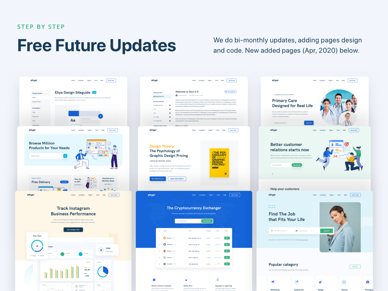 Ehya: Landing Page UI Kit & Coded Template