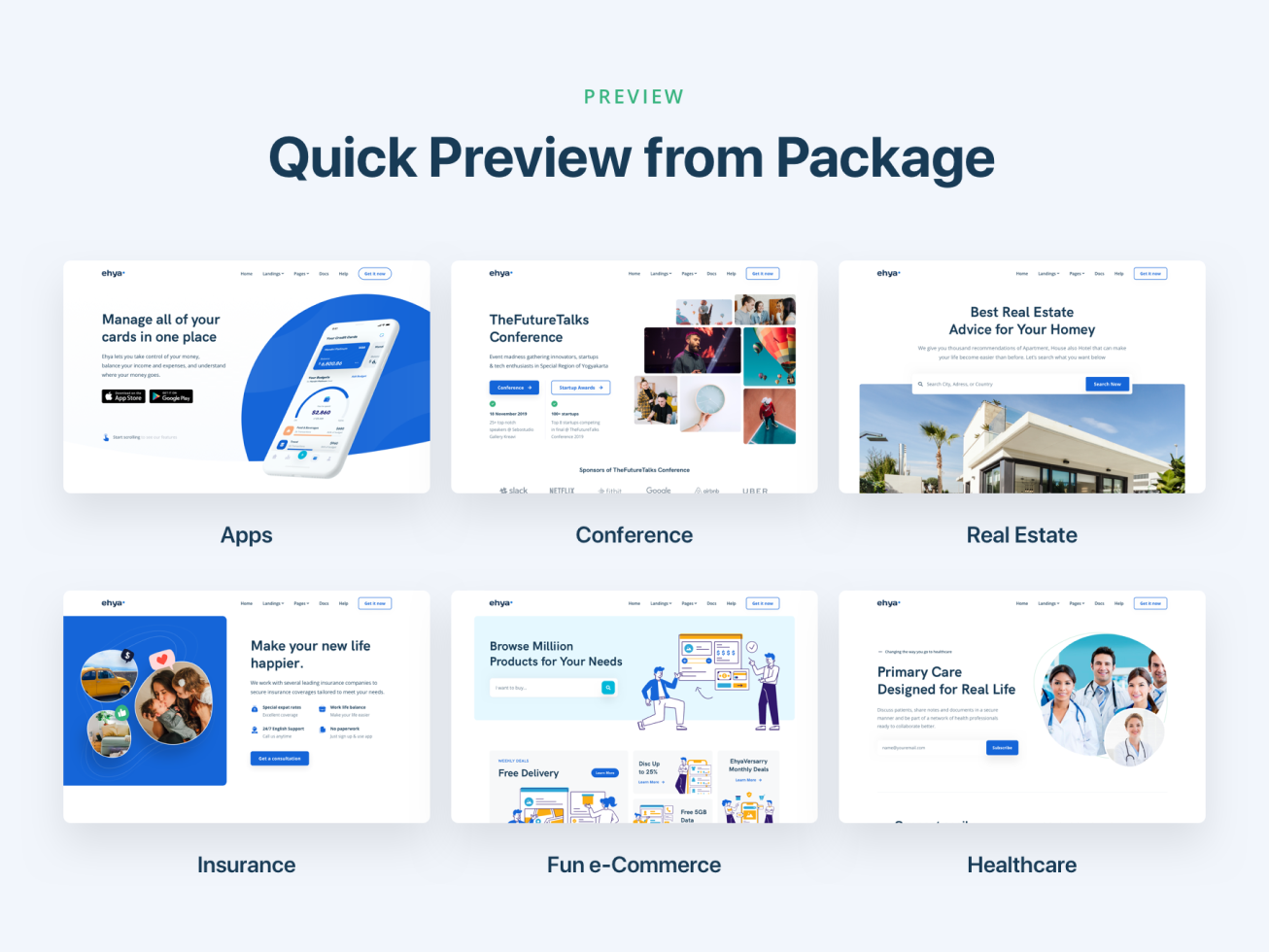 Ehya: Landing Page UI Kit & Coded Template