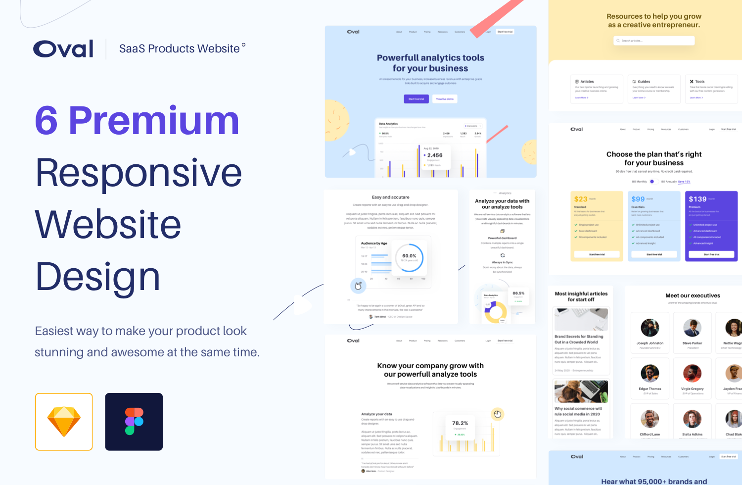 Oval: SaaS Platform Landing Page UI Kit - vol. 1