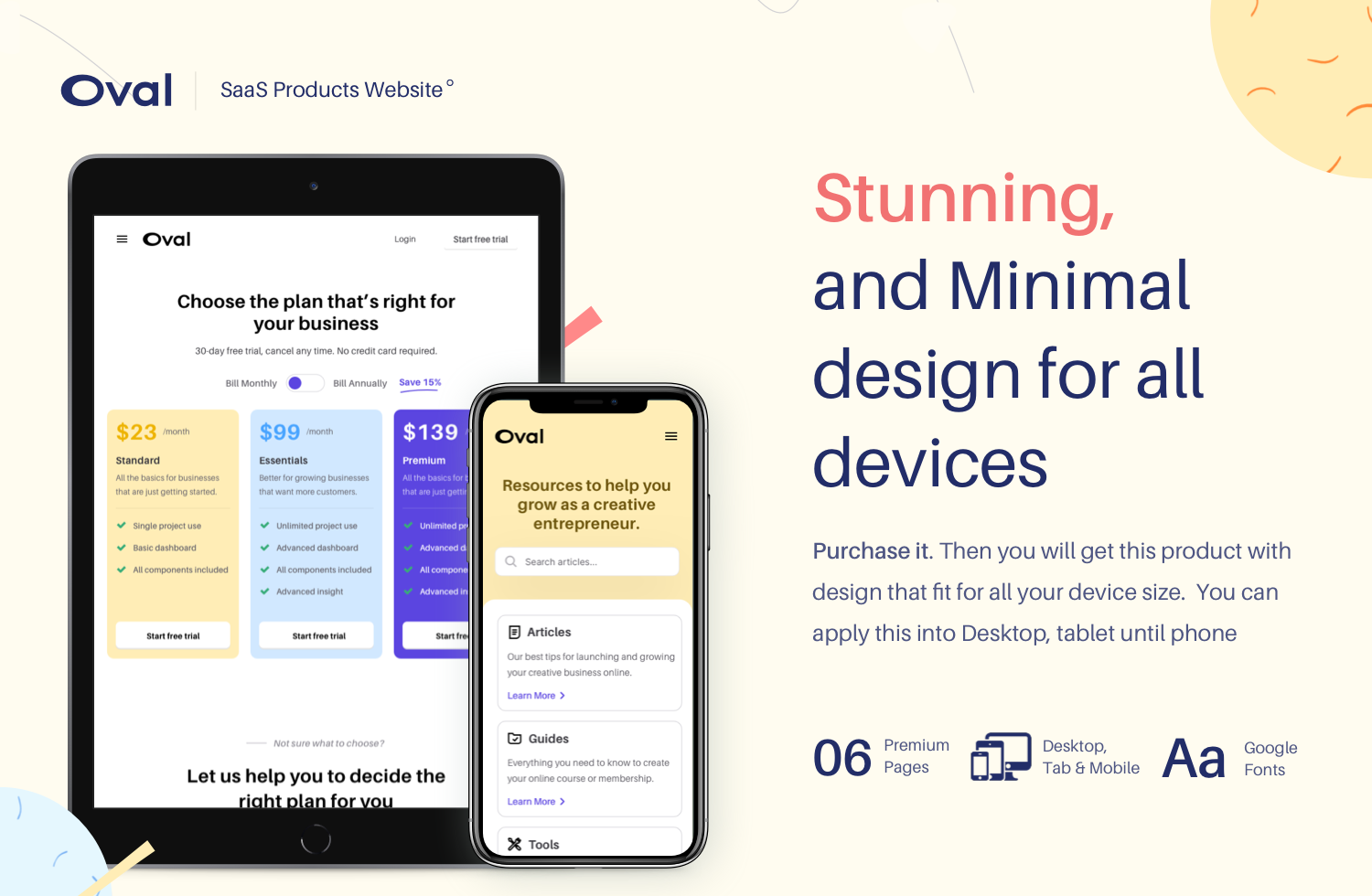 Oval: SaaS Platform Landing Page UI Kit - vol. 1
