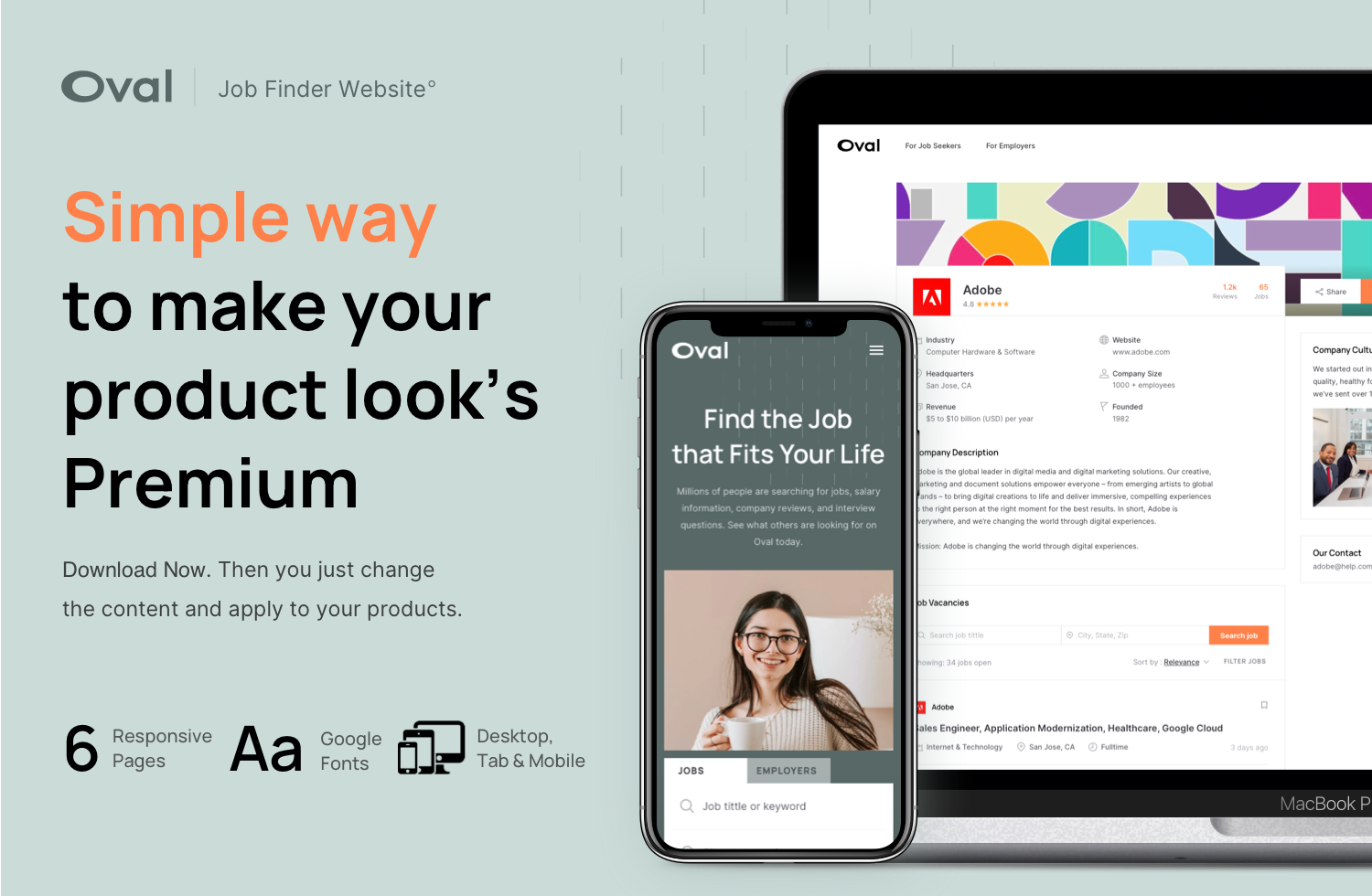 Oval: Job Finder Landing Page UI Kit