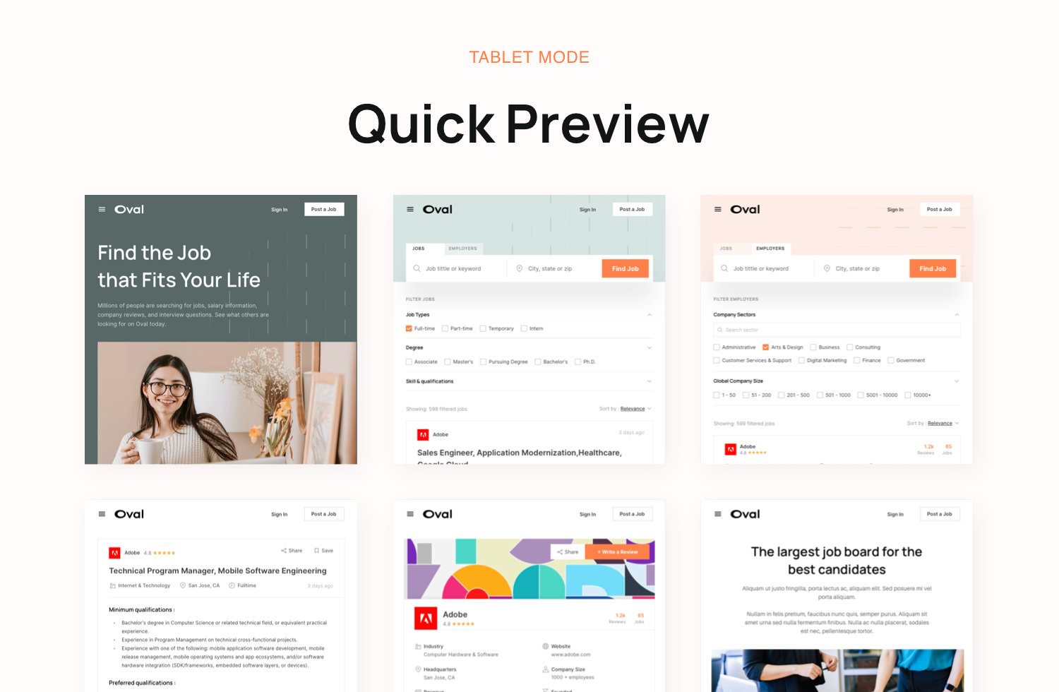 Oval: Job Finder Landing Page UI Kit