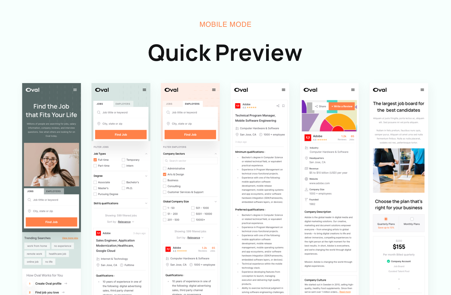 Oval: Job Finder Landing Page UI Kit