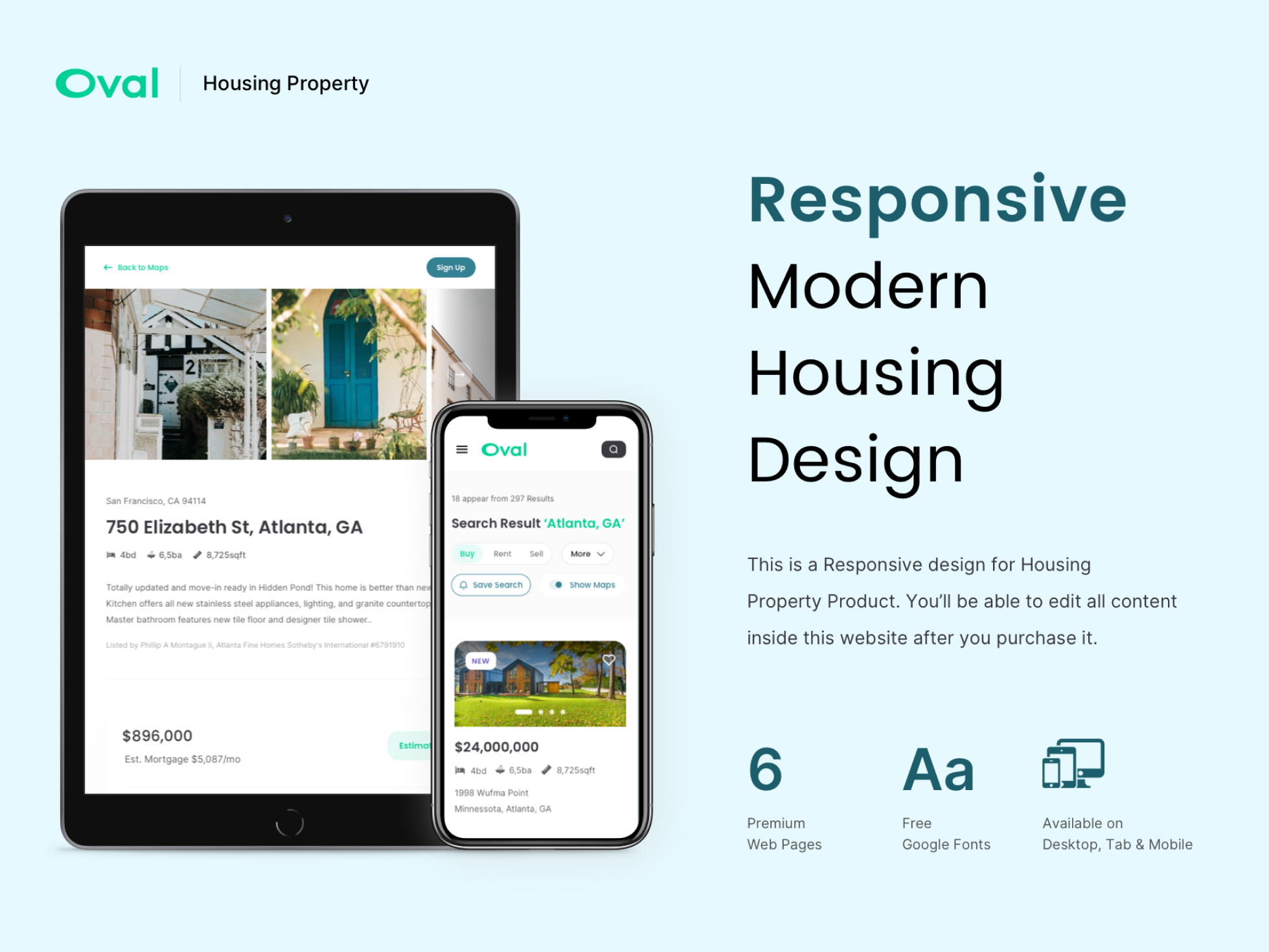 Oval: Housing Landing Page UI Kit