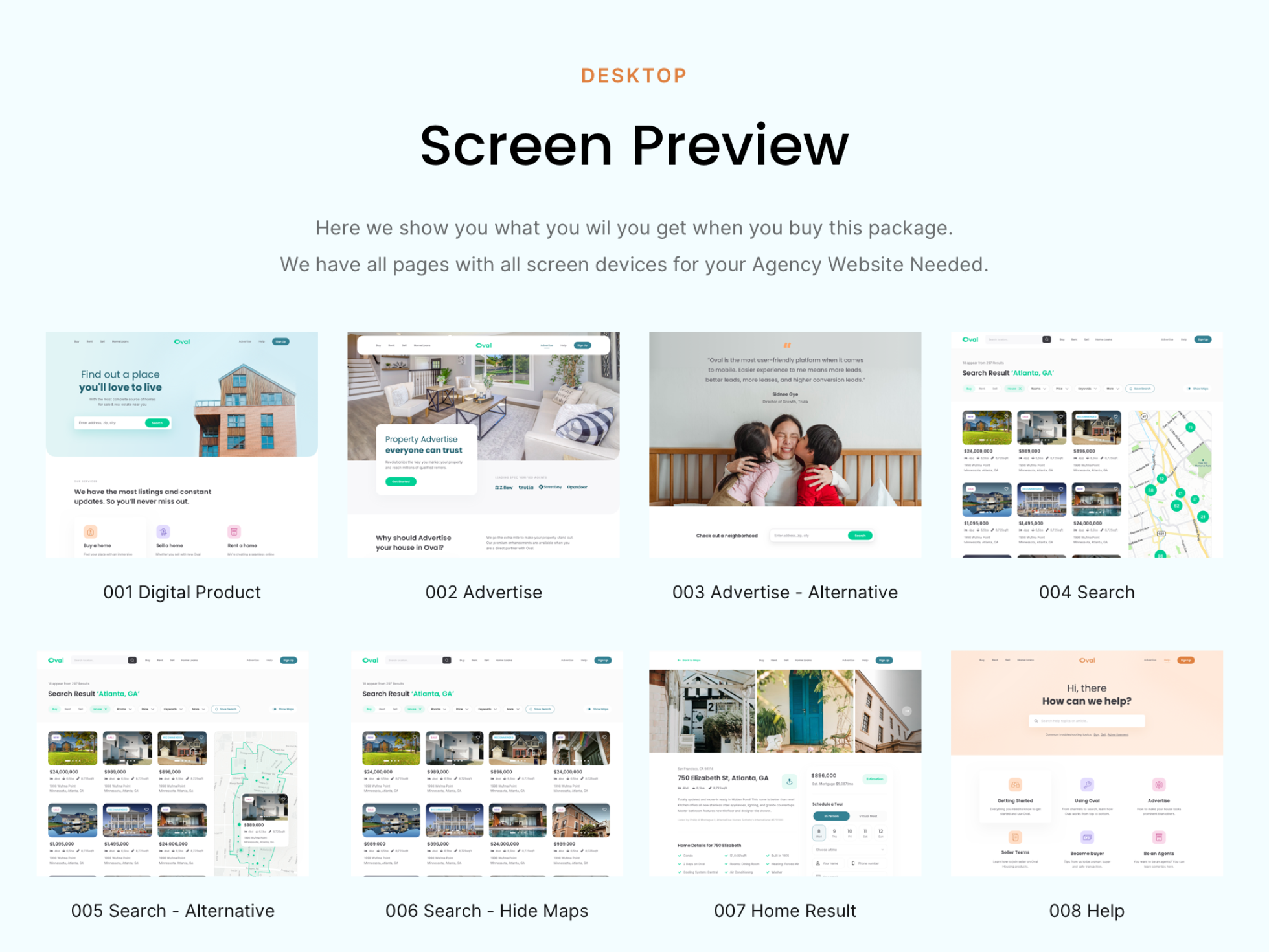 Oval: Housing Landing Page UI Kit