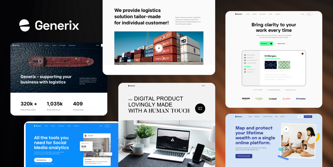 Generix – Complete Landing Page UI Kit & Coded Template Bundle