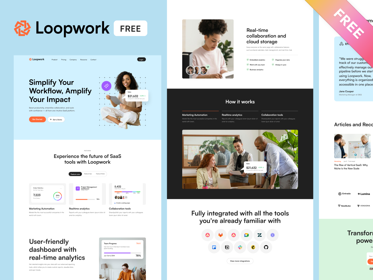 Loopwork - Free Saas Landing Page UI Kit