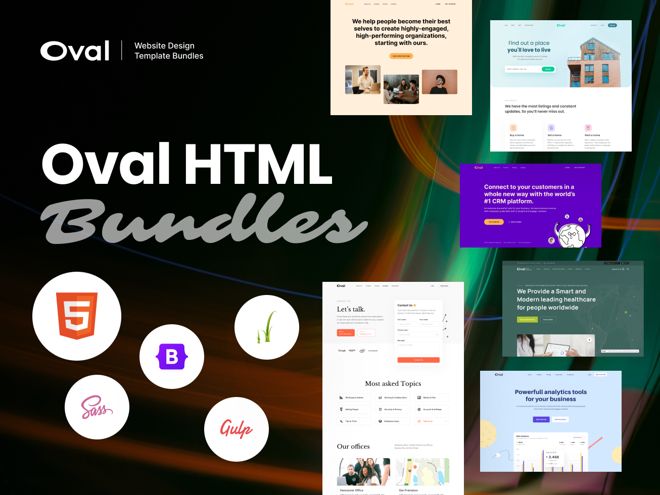 Oval Landing Page HTML Template Bundle