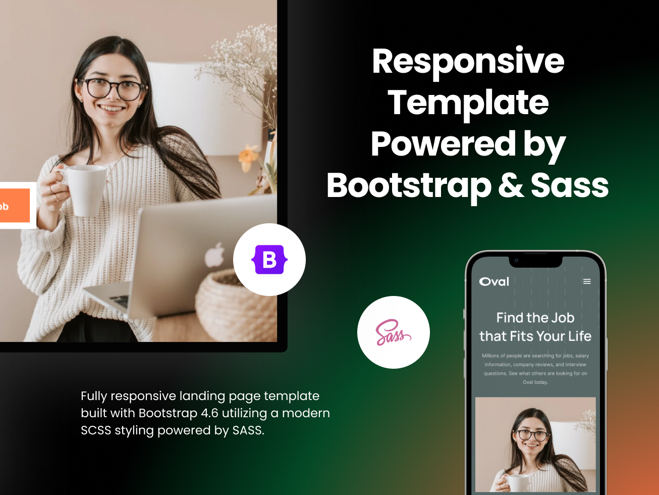 Oval Landing Page HTML Template Bundle