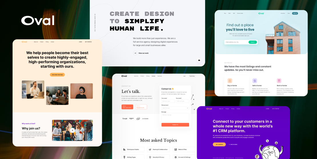 Oval – Complete Landing Page UI Kit & Coded Template Bundle
