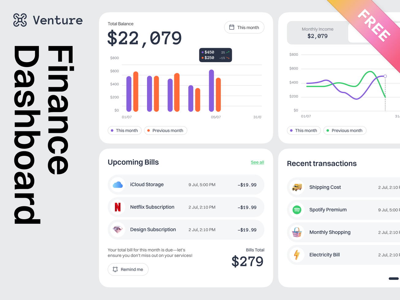 Venture - Finance Dashboard UI Kit