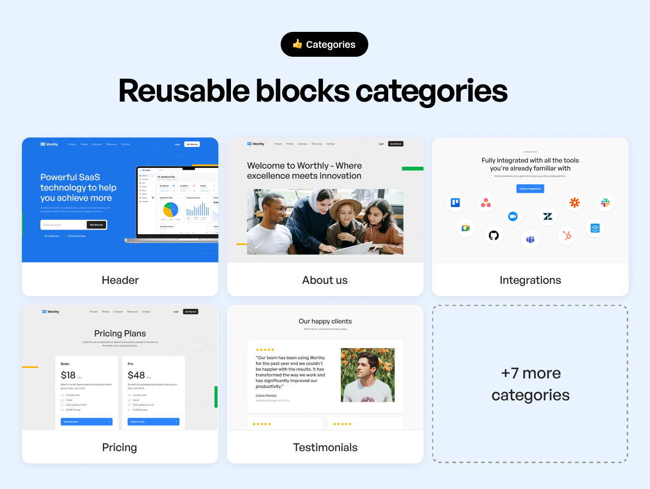 Worthy : Super-simple SaaS Website UI Kit Template