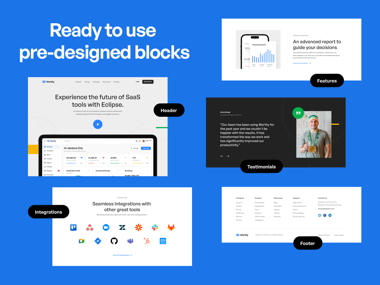 Worthy : Super-simple SaaS Website UI Kit Template