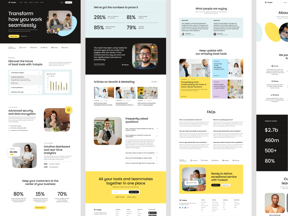 Yutopia all-in-one SaaS Website Design Template