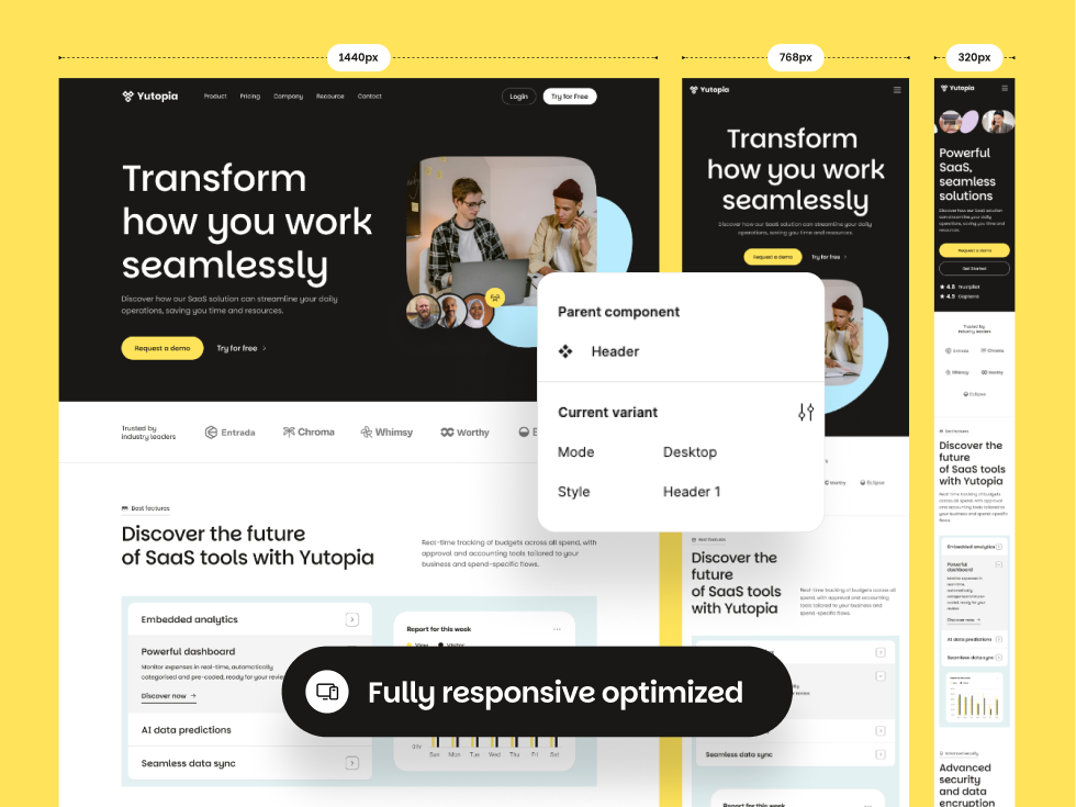 Yutopia all-in-one SaaS Website Design Template