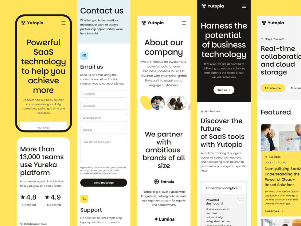 Yutopia all-in-one SaaS Website Design Template